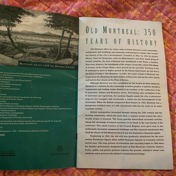 Vintage 1992, Old Montreal, A Walking Tour, Pamphlet - Picture 4 of 5